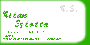 milan szlotta business card